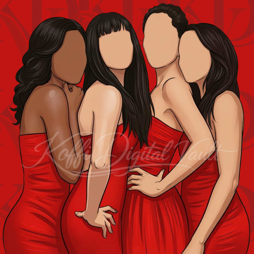 Girlfriends – Red Classics PNG Bundle (5 Premium Designs)