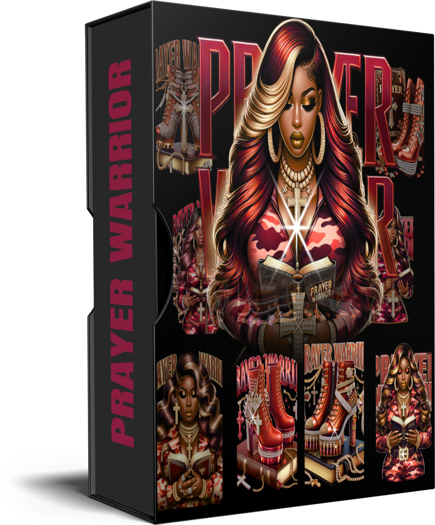 Red Prayer Warrior PNG Bundle – Spiritual Strength in Style (29 PNG's)