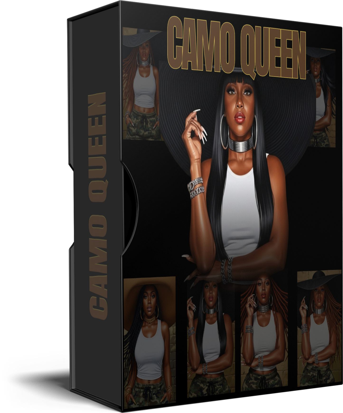 Camo Queen PNG Set – 6 Fashion Illustrations