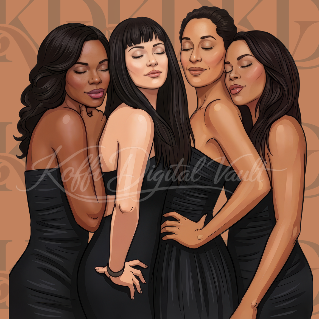 Girlfriends – Black Classics PNG Bundle (5 Premium Designs)