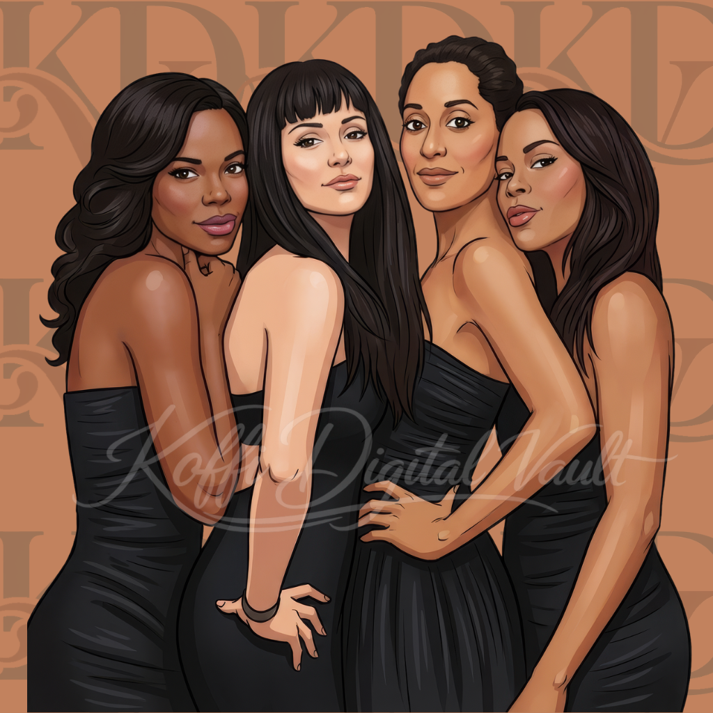 Girlfriends – Black Classics PNG Bundle (5 Premium Designs)